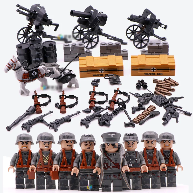 

4In1 WW2 Lightning Raid Military Compatible Legoings Army Force Soldiers Figures with Weaposn Guns Set Toys for Children Gifts