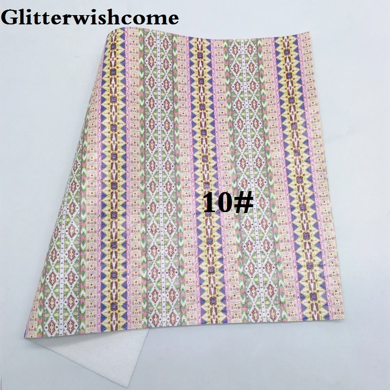 Glitterwishcome 21X29 см A4 размер винил для бантов напечатанный Национальный Стиль кожа Fabirc искусственная кожа листы для бантов, GM223A - Цвет: 10