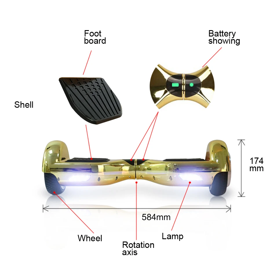 Хромированная золотисто-синяя доска для гироскопа, Oxboard, скейтборд, Электрический гироскутер