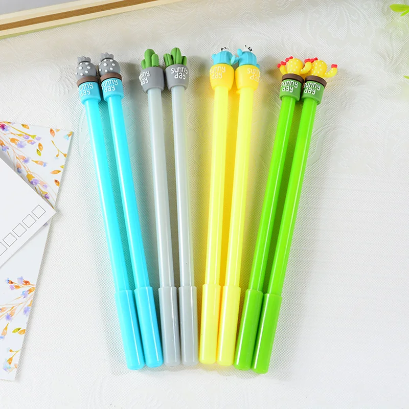 80 pcs Pen Wholesale Creative Lovely Personality Cactus Plants Potted Students Writing Neutral Pen Kawaii Stationery