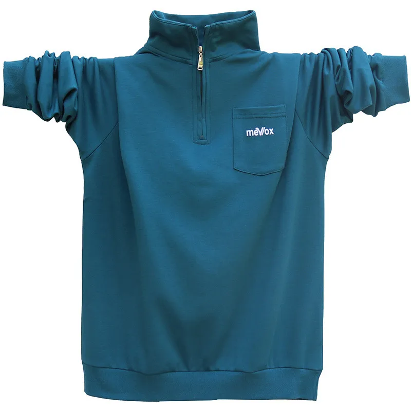 Мужская хлопковая рубашка с длинным рукавом, весна-осень размера плюс, отложной воротник, повседневные деловые рубашки для мужчин, 5XL A1526 - Цвет: Peacock blue