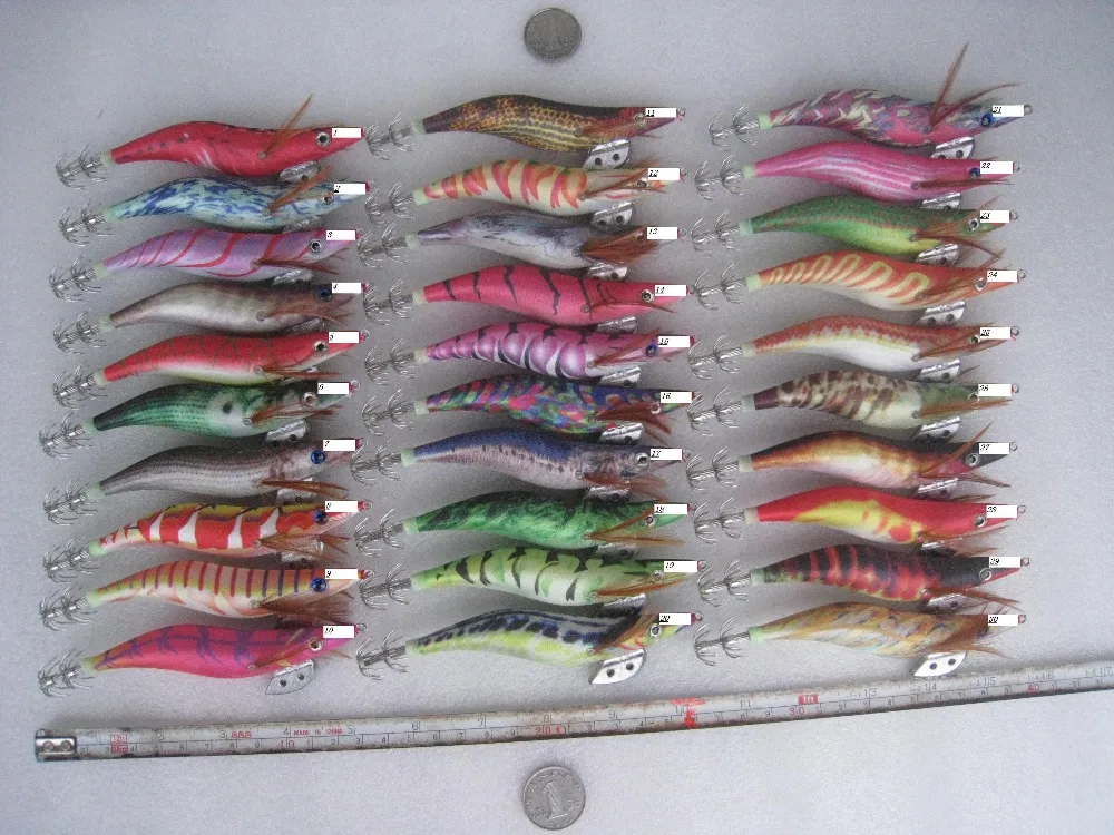 

MR OCTOPUS20 pcs squid jig,squid hook,fishing lure ,glow in dark,3.5# 13.5cm ,21g, wood shrimp.fishing accessory,fishingtackle