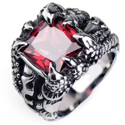 Onlysda дропшиппинг exqusite коготь дракона кольцо с красным синим черным камнем кристалл нержавеющая сталь ювелирные изделия для мужчин подарок OSR088 - Цвет основного камня: Red