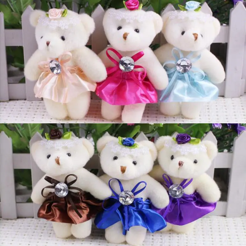 

CXZYKING 12PCS Kawaii Soft Bear Toys For Bouquets Wedding Plush Mini Teddy Bear Keychain Hanging Toy Plush Toys Bear Dolls