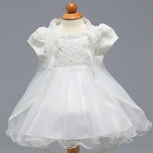Новогоднее платье для маленьких девочек на день рождения Рождественские и свадебные костюмы для маленьких принцесс; Vestido; детская одежда для крещения с кружевным бантом для девочек - Цвет: White