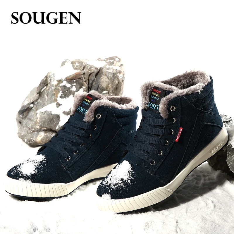 Kopen Winter Laarzen voor Mannen Mannelijke Schoenen Adult Mens Rubber Schoeisel Canvas Schoen met Bont Hout Boot Werk Grote Grote Siz wandelschoenen Plus