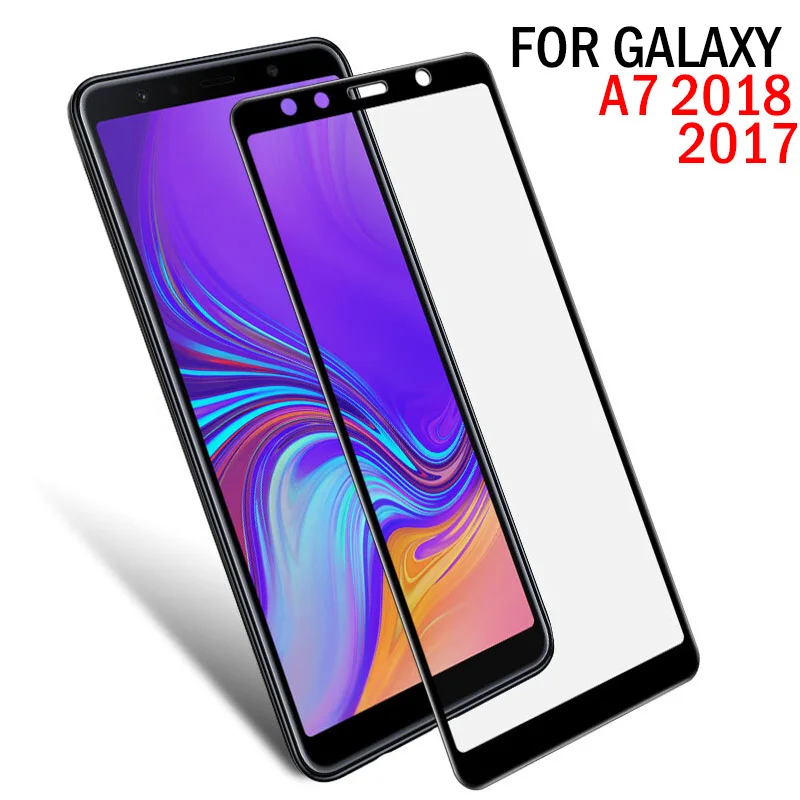 С уровнем твердости 9 H Стекло для Samsung Galaxy A7 2018 мягкий чехол из закаленного Экран