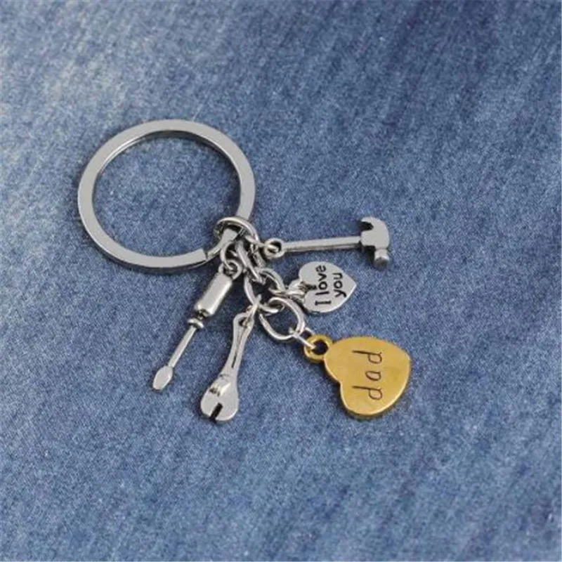 WKOUD New Creative Letter I Love You Mom Dad Pendant Keychain Repair &amp Kitchen Tools Keyring Key Chains Mother Father's Day Gift |