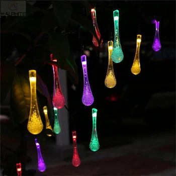 

LED solars Water droplets night Light IP65 Waterproof String Christmas outdoor Birthday Party decor lighting fixtures luminaria