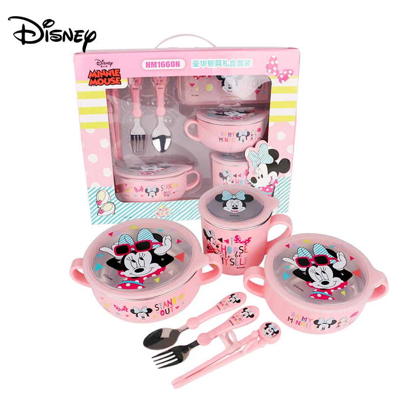 Disney children's cutlery set popular cartoon seven-piece baby food supplement plate cup activity spoon gift