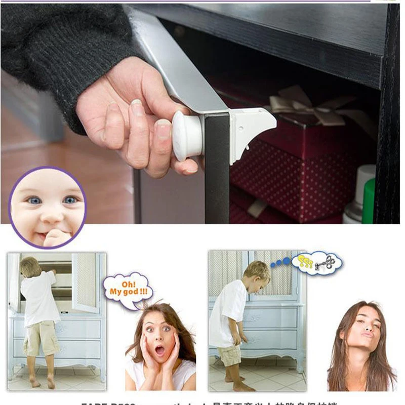 

4 Locks + 1 Key Safety Baby Magnetic Cabinet Locks - No Tools Or Screws Needed