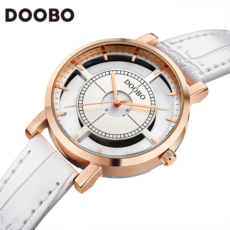 Женские часы DOOBO роскошные розового золота женские прозрачные модные Montre Femme Relogio