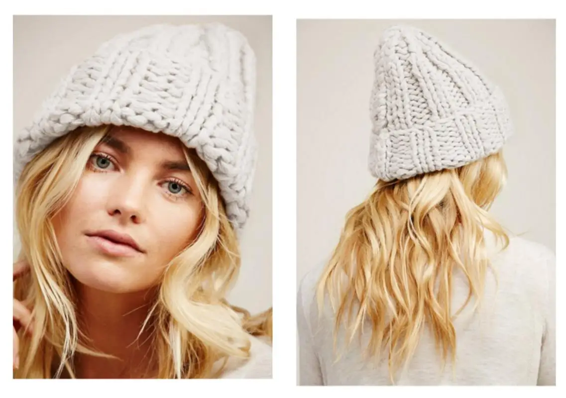 Winter New Wool Hat Ladies Casual Knitted Coarse Lines Hat Handmade Thick Caps Women Fashion Caps