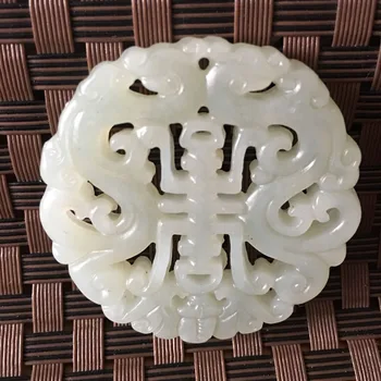 

Natural jade carved jade pendant waist brand Ssangyong birthday