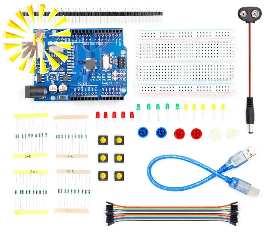 

1set new Starter Kit UNO R3 mini Breadboard LED jumper wire button