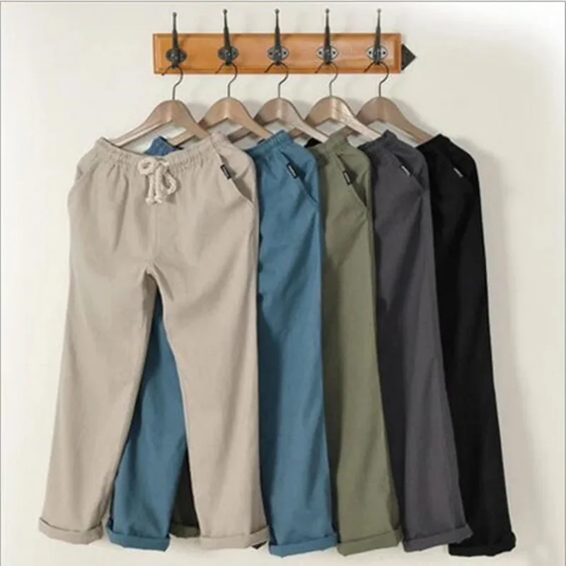 Beach pants men casual pants linen trousers fashion Multicolor-in ...