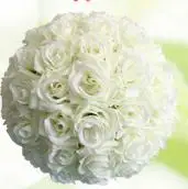1" 30 см Тиффани синий шелк целование искусственные розы цветы шар для свадьбы чай украшение для вечеринки; Рождество украшения Поставки - Цвет: Milk White green