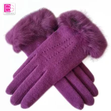 L'bellagiovanna зимние перчатки Модные однотонные женские теплые варежки шерстяные кашемировые тонкие короткие Элегантные Перчатки с кроличьим мехом