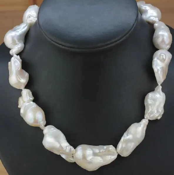 HUGE 17&quot16-20mm Natural south sea genuine white baroque pearl necklace | Украшения и аксессуары