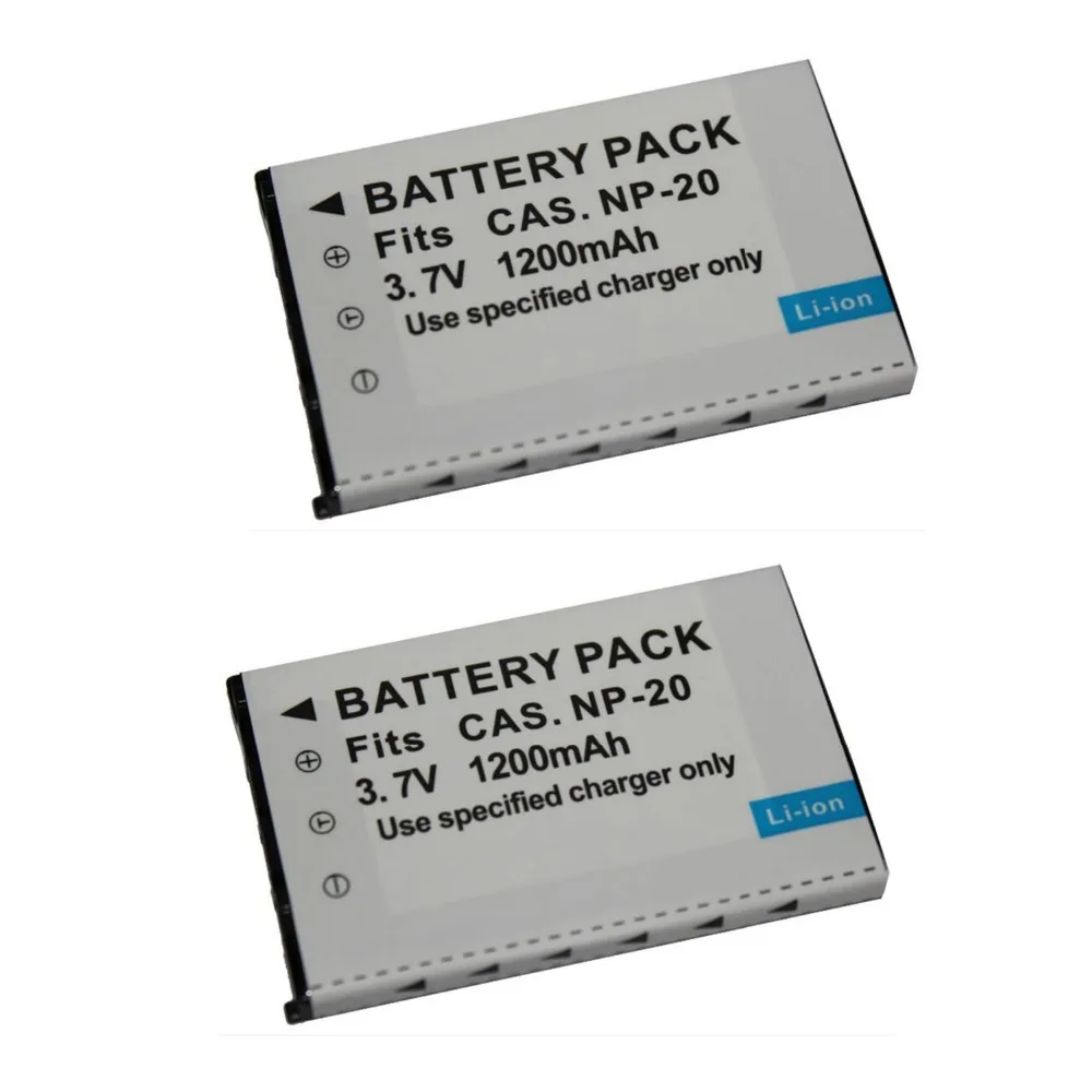 

2 Pcs 1200mAh NP-20 NP20 NP 20 3.7V Li-ion Camera Battery For CASIO EX-S880 EX-Z6 EX-S880RD Exilim Card EX Zoom Series