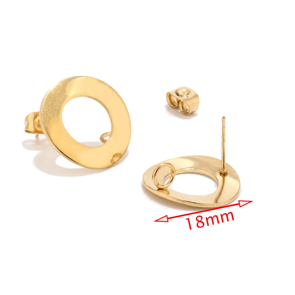 

Hollow Round Loop Earring Posts Stainless Steel Gold Tone Bent Earring Making Connectors For Earrings Designers