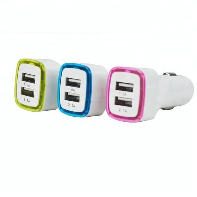 

Multi Ports Usb Car Charger Promotional OEM Logo Dual USB 2.1A Mobile Phone Usb Car Battery Charger