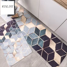 WINLIFE коврик для кухонного пола с геометрическим и мраморным принтом, противоскользящий/маслостойкий/водонепроницаемый коврик, ковры из ПВХ и кожи