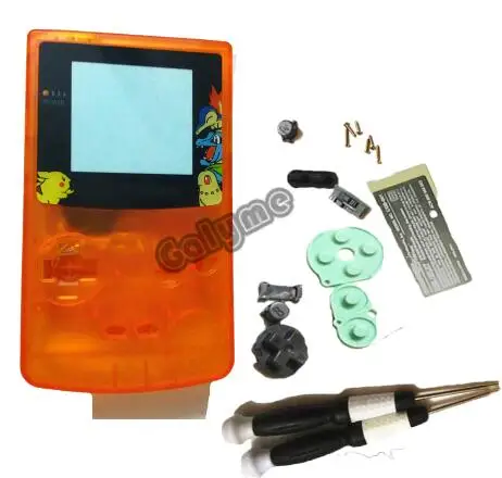 Многоцветный w/кнопки пластиковый корпус чехол для Gameboy цвет GBO DMG Shell w ограниченная пластиковые экранные линзы игровая консоль - Цвет: Оранжевый