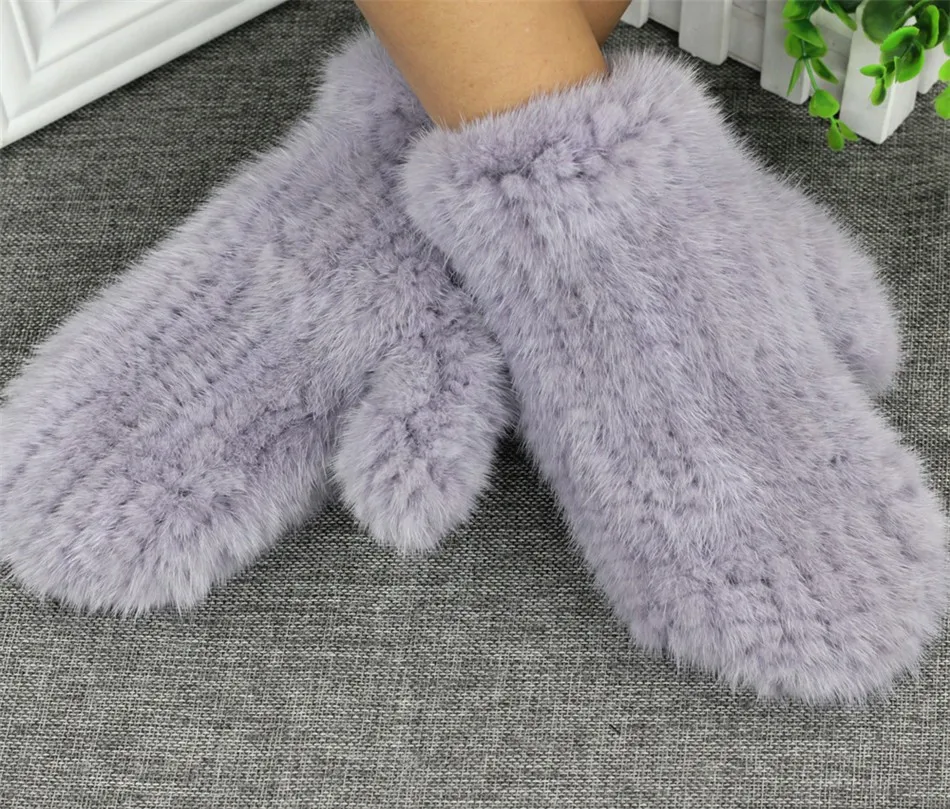 Роскошные модные женские зимние вязаные перчатки из натурального меха норки варежки эластичные Бесплатная доставка