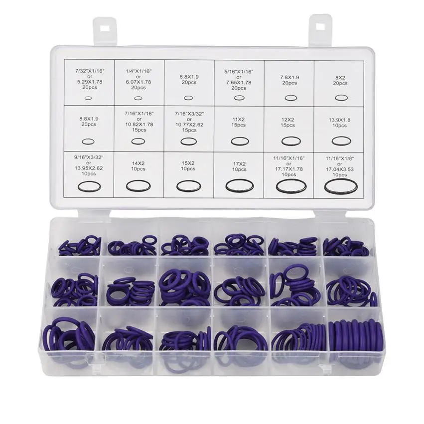 

Air Conditioning Seals Set Tool 270Pcs Assortment Kit Car A/C System O Ring Rubber Resealable Plastic Case Dropshipping Sept21
