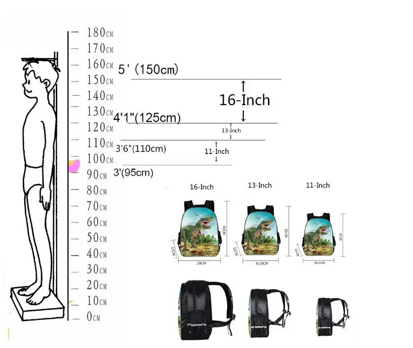 16 дюймов рюкзак с животными принтами динозавра для детей Юрского периода мир падшего царства сумки для девочек и мальчиков детская