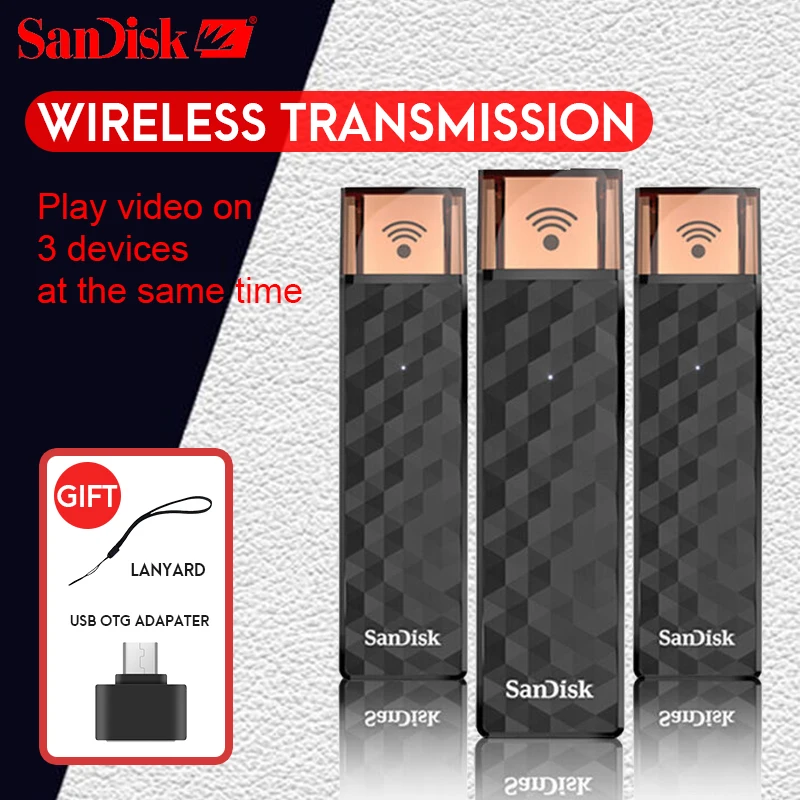 

SanDisk Connect Wireless Stick Pen Drive USB Flash Drive SDWS4 Wi-Fi +USB 2.0 16GB 32GB 64GB 128GB 200GB 256GB for Wifi pendrive