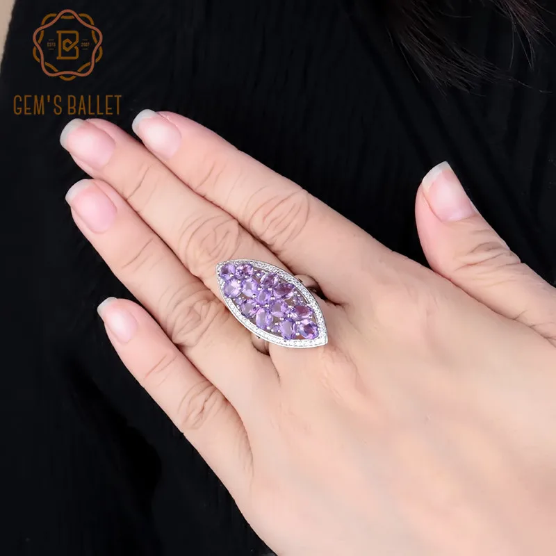 

Gem's Ballet 5.64Ct Natural Amethyst Gemstone Engagement Ring For Women 925 Sterling Silver Wedding Band Ring Fine Jewelry