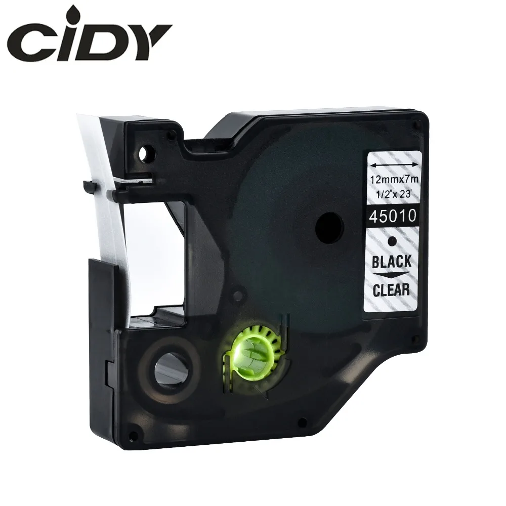 Cidy 45010 совместимый с DYMO D1 менеджер 12 мм черный на прозрачном этикетке лента для принтер для этикеток dymo DYMO LM160 LM280 dymo PNP