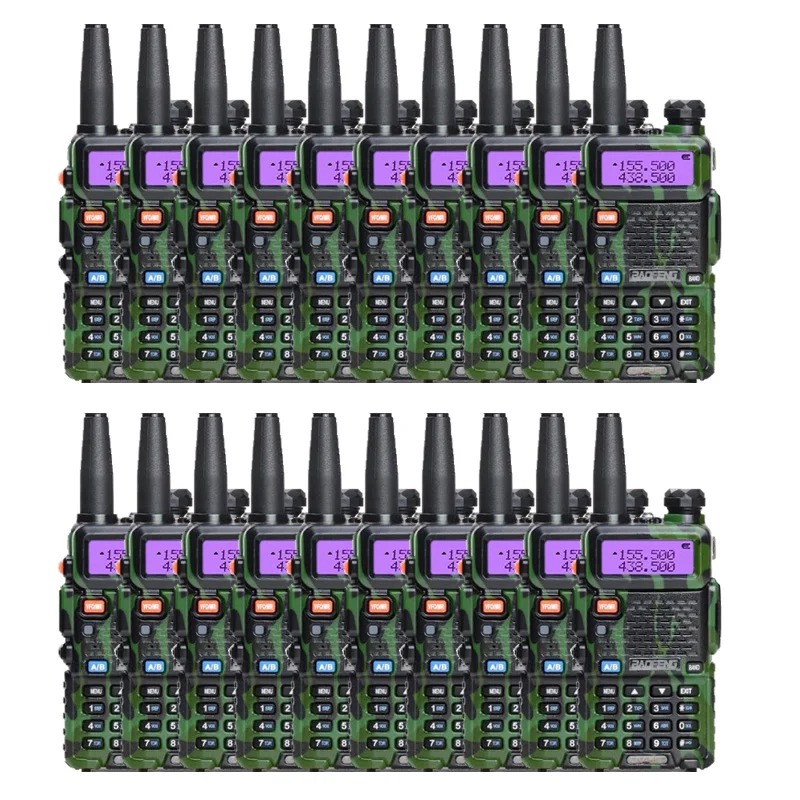 Оптовая продажа 20 шт. двухсторонняя радиостанция Baofeng uv5r UHF VHF мощный walky talky FM