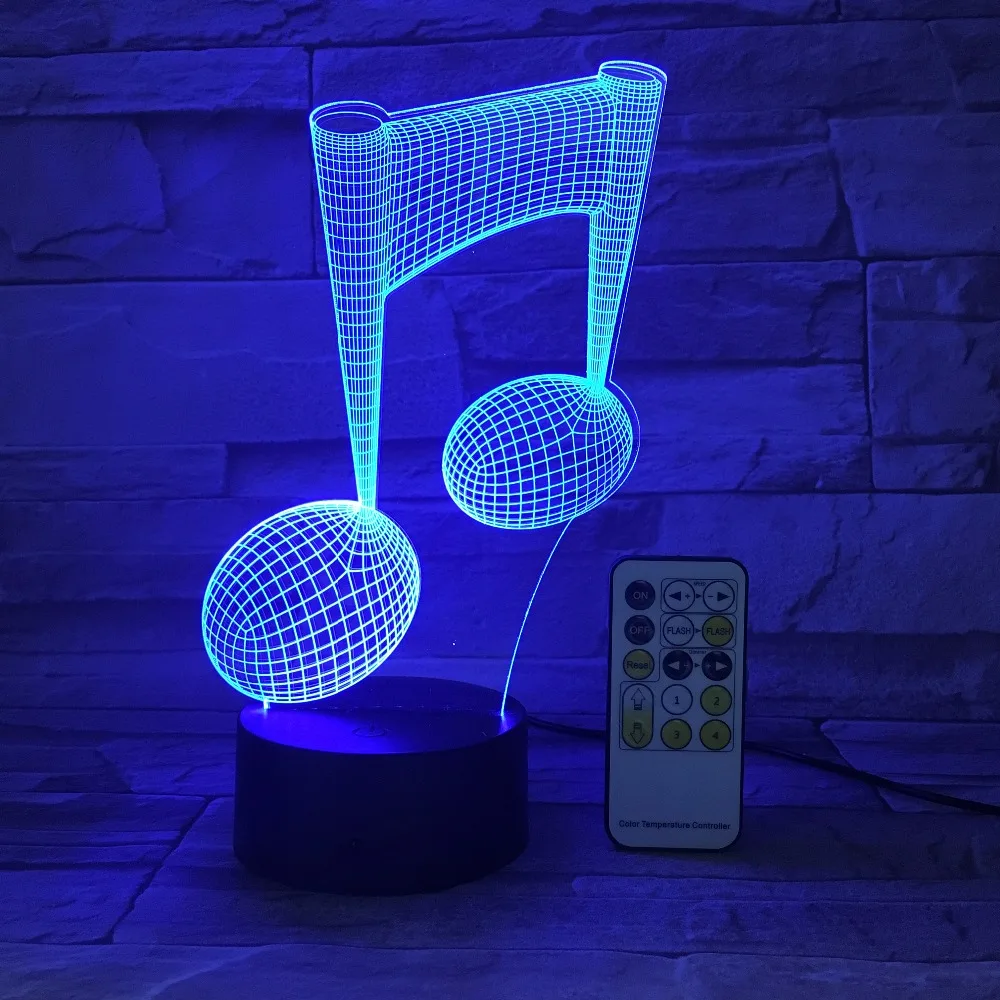 Удаленный light Touch 3D светодиодный светильник музыкальная нота светодиодный ночник USB настольные лампы прикроватная ночник как подарок для музыка любовь ребята