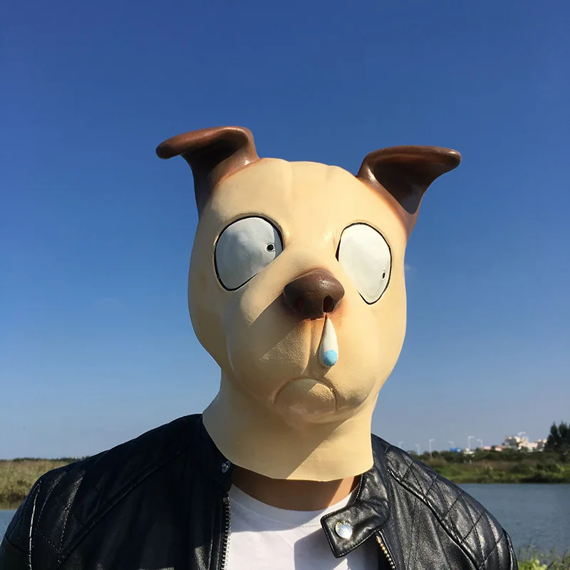Funny Runny Nose Dog Halloween Cosplay Animal Emoji Masks Creepy Full