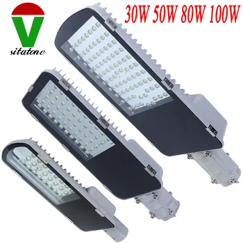 

10PCS AC85-265V 30W 50W 80W 100W led street light free shipping sale IP65 130-140LM/W SMD3030 LED 2 year warranty