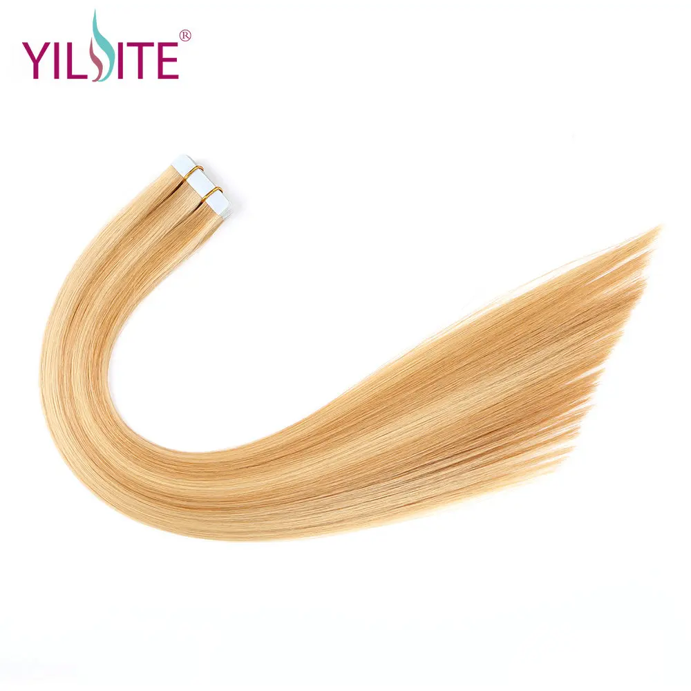 Yilite Двусторонняя лента для наращивания волос 20 шт. клейкая лента в человеческие волосы фортепиано цвет не Реми ПУ наращивание волос 20''