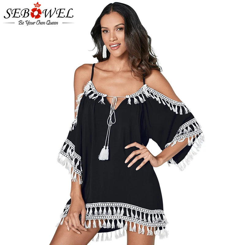 Black-Boho-Tassel-Tunic-Cover-up-LC420080-2-1