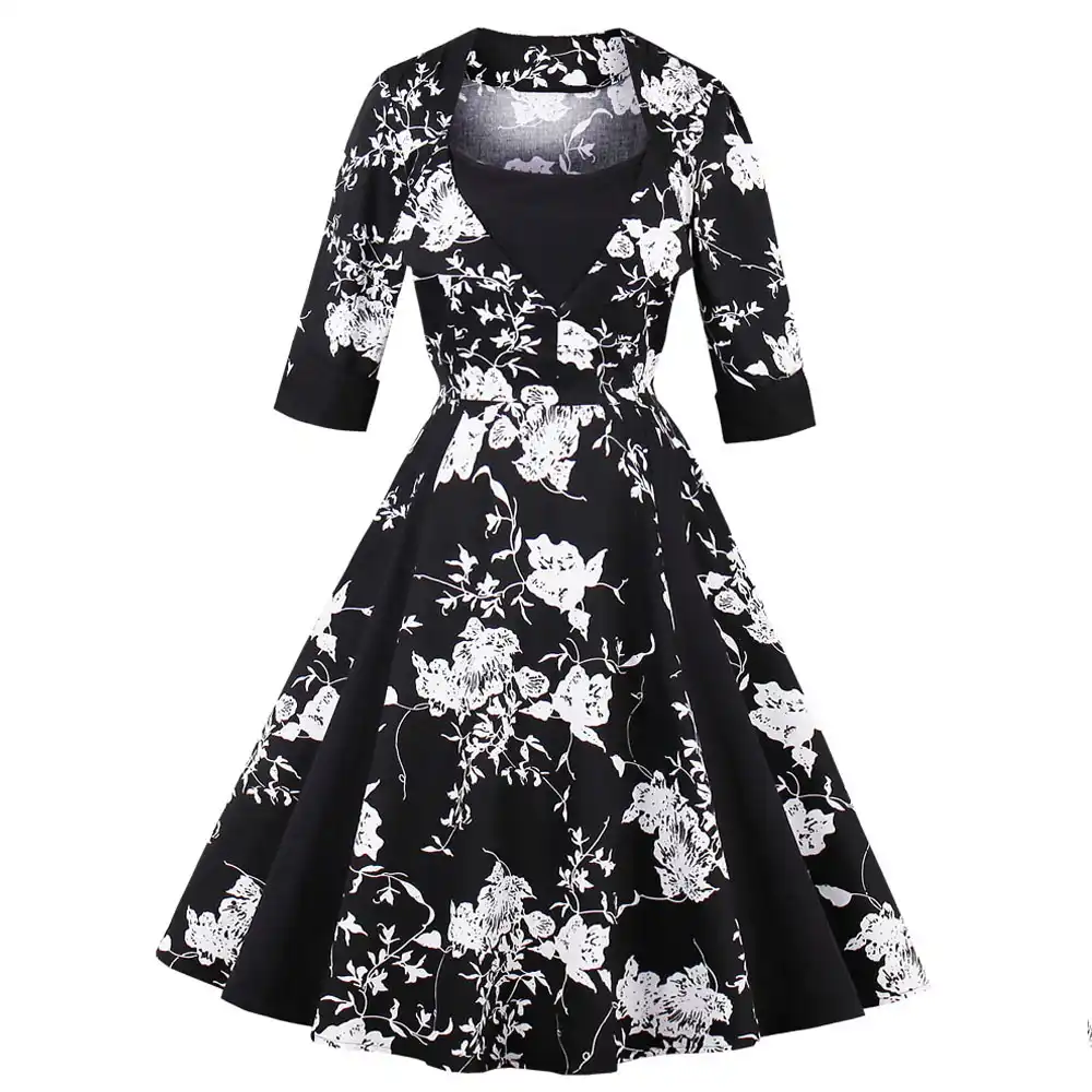 black printed frock