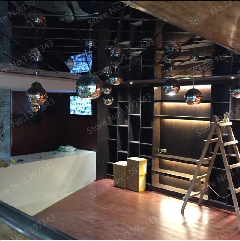 País das Maravilhas Bola de Luz do Candelabro Tira de Cobre Moderno de Vidro Lâmpada de Natal Levou Pingente Sombra Mirror Ball Luz Lustre da 29 pingente lâmpada bola de vidro brilho moderno