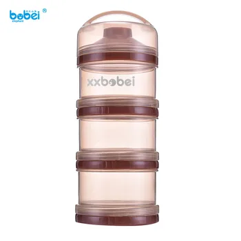 

4 layers brown color portable baby milk powder food storage box case container for new born baby kids children feeding appliance