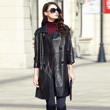 Кожаные Замшевые пальто из овчины женские демисезонные женские Куртки из натуральной кожи одно кожаное пальто средней длины Новые Феникс