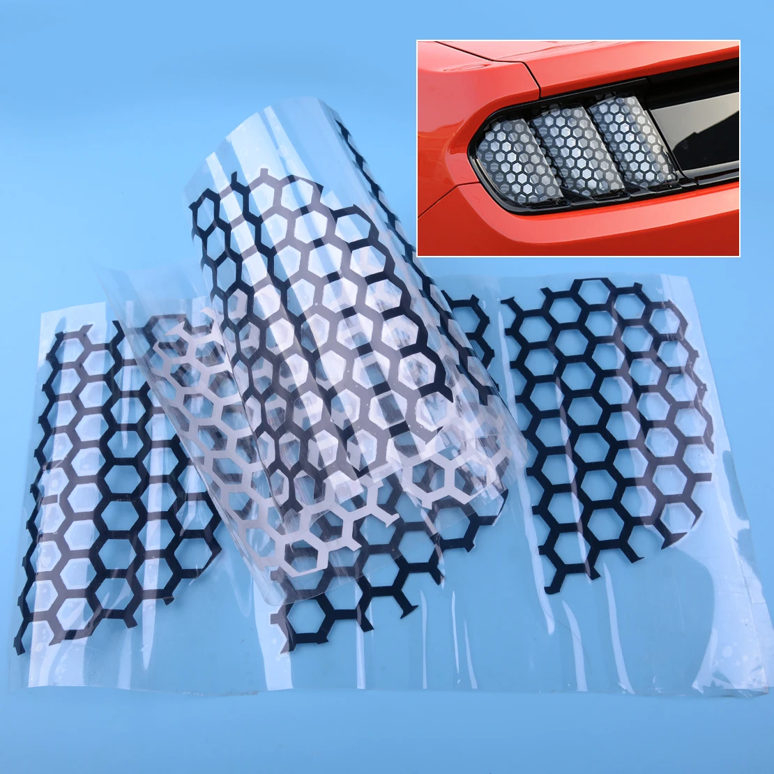 

CITALL 6pcs/set PVC Car Rear Tail Light Decorative Decal Stickers Cover Honeycomb Style Fit For Ford Mustang 2015 2016 2017