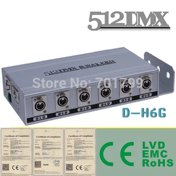 

6 Way DMX Splitter;AC110V/AC220V input; 2 DMX inputs to 6 DMX output