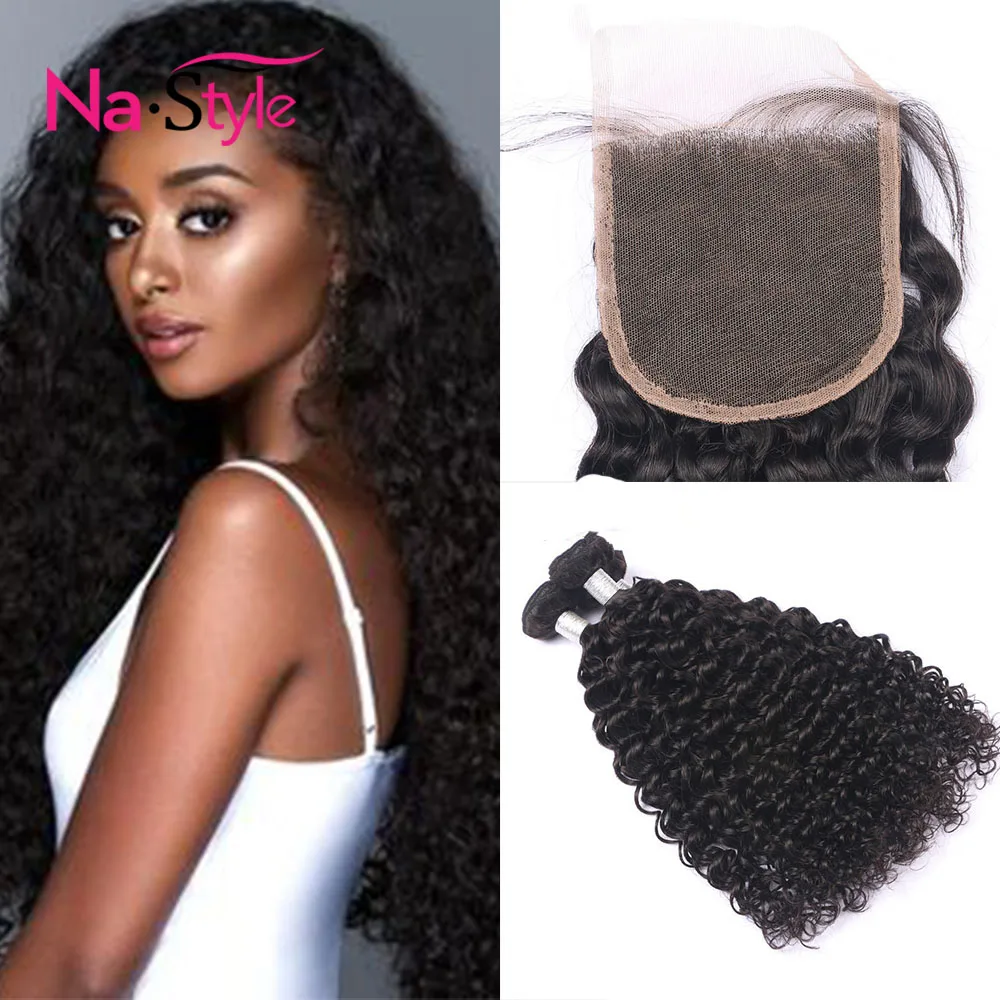 

6x6 Closure Kinky Curly Bundles With Closure Virgin Hair Bundles With Closure Afro Kinky Curly Hair Brazilian Natural Hair Color