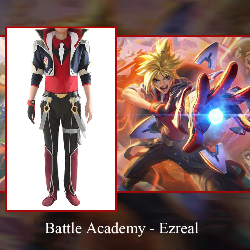 Аниме! Игра LOL Battle Academy Ezreal Combat Gear Готическая Униформа костюм для косплея наряд на