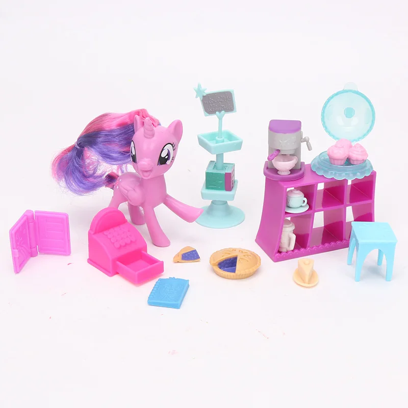 8 см игрушки My Little Pony где бы вы ни находились-ла тротте Сумеречной искоркой редкость ПВХ фигурка героя комплект с магазин переноски мини игрушечных пони