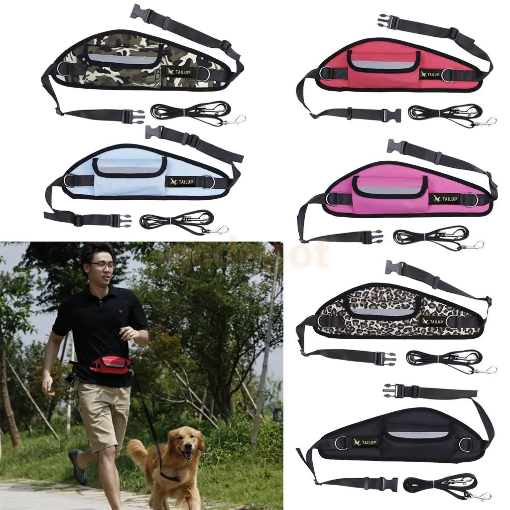 Reflective Hands Free Pet Dog Puppy Leash Belt Lead with Treat Waist